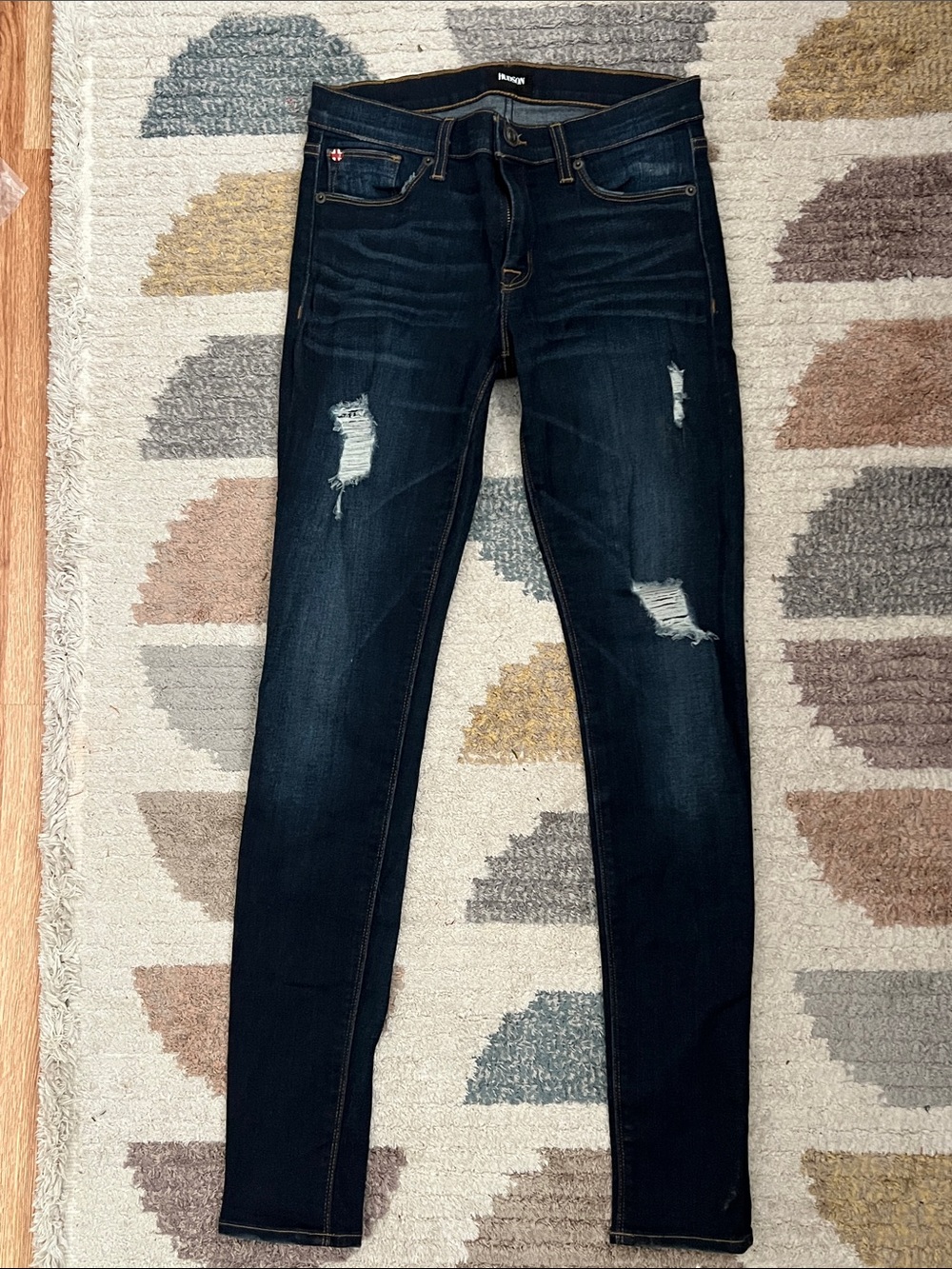Hudson Jeans Dark Indigo Distressed Skinny Jeans